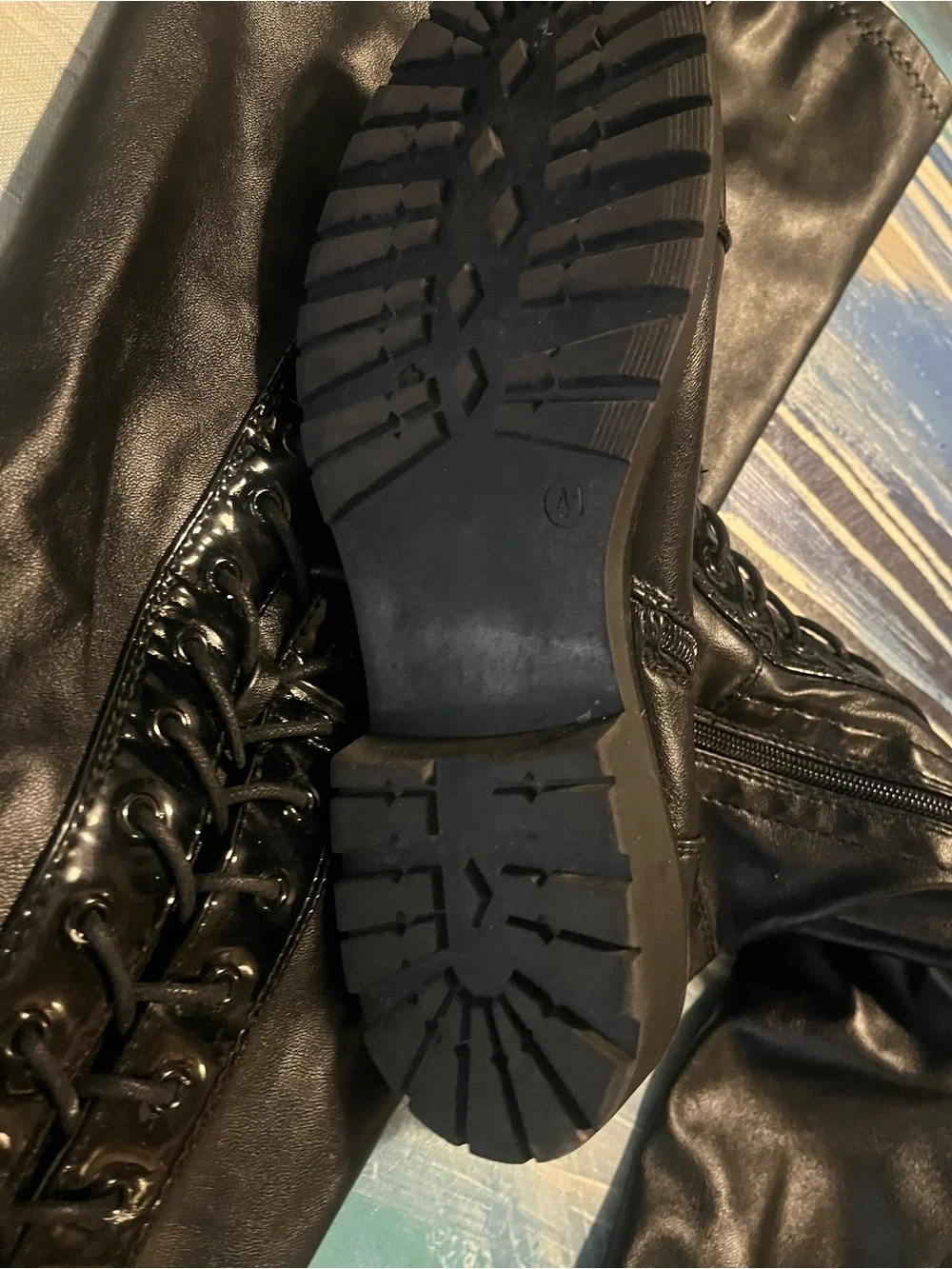 Women's Over-the-Knee Lace-Up Boots in Black